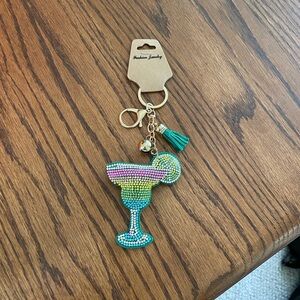 Purse Charm! Bling Rhinestone Margarita Puffy Tassel Keychain Purse Charm!